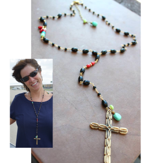 Multi Gemstone Cross Necklace