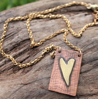 Mixed Metal Heart Necklace