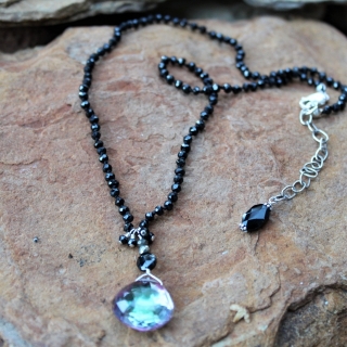 Rainbow Quartz & Black Spinel Necklace