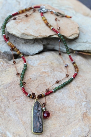Lela Budha Necklace - Layered Gemstones & Swaroski Crystals