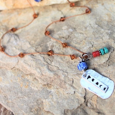 Sterling Peace Necklace- Gemstones & Swarovski Crystals