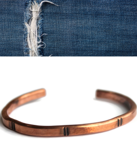 men's forged copper cuff on white