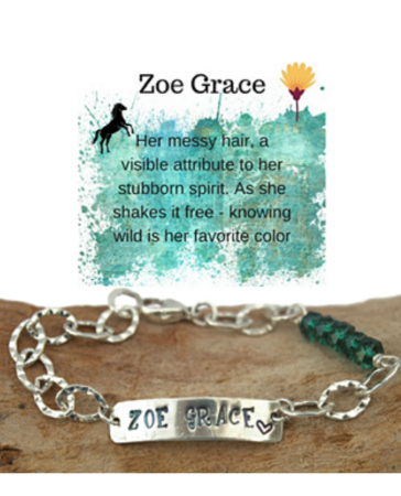 sterling id bracelet on wood with printed verse