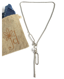 abstract sterling necklace on white