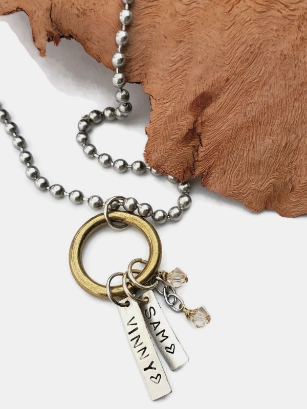 mixed metal cool charm necklace for mom