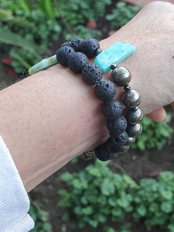 wearing gemstone aromatherapy bracelets outside