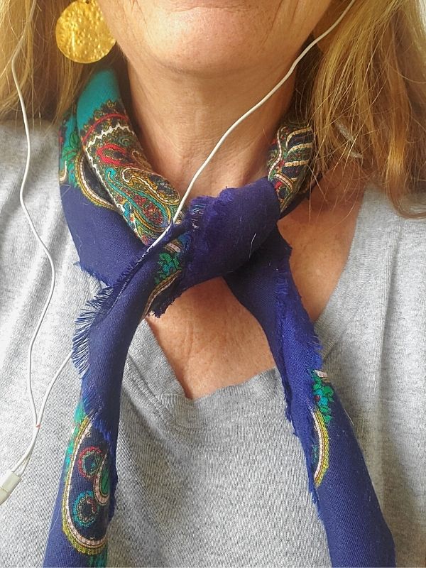 Wearing big round gold disc earrings