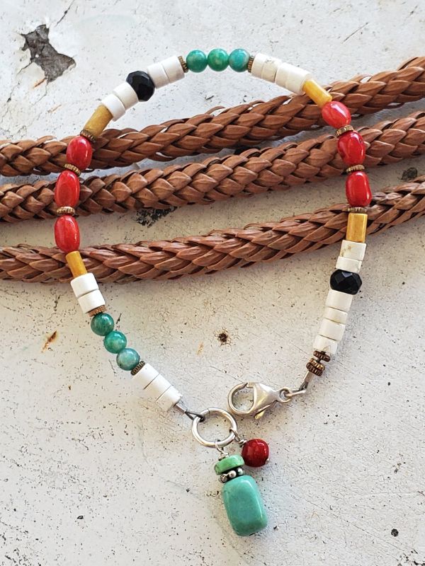 multi gemstone southwestern bracelet on white
