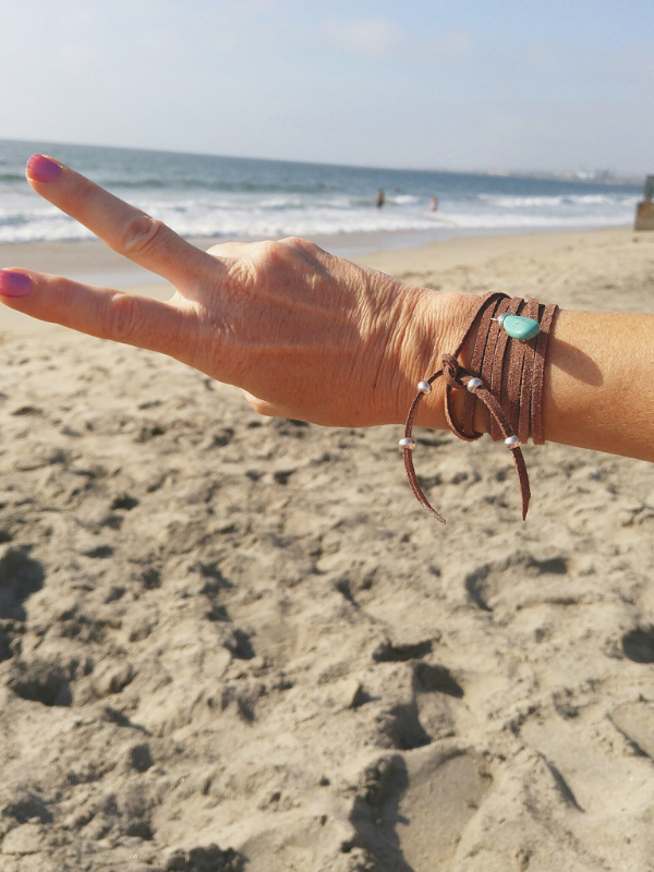 turqupoise brown suede wrap bracelet